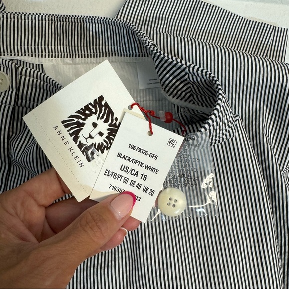 NWT- Anne Klein Black stripe seersucker Pants sz 16 - Picture 7 of 9